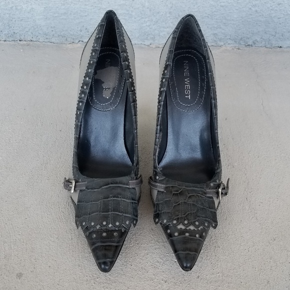 Nine West Alchamy Gray Leather Heels - Picture 2 of 7